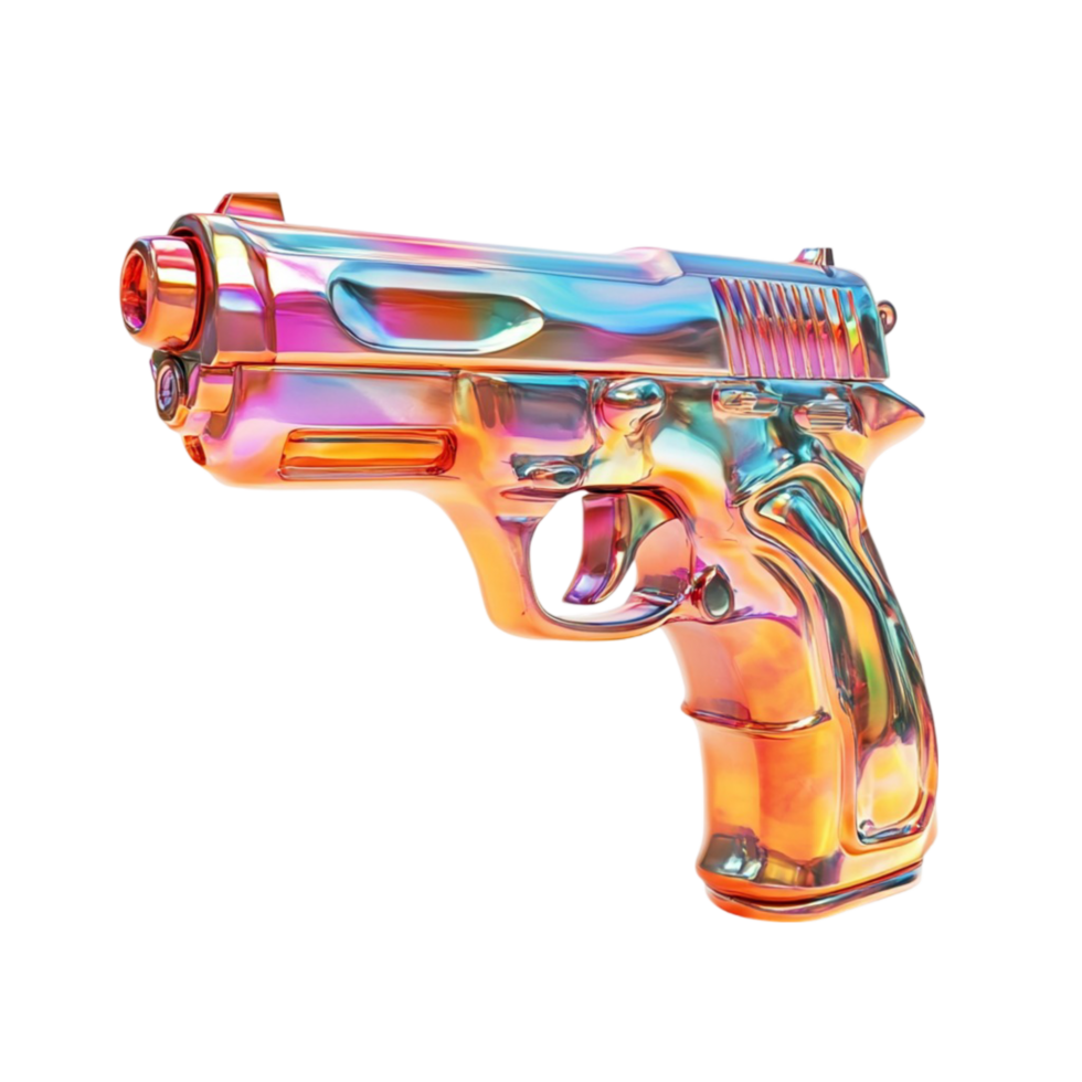 Iridescent Fantasy Pistol with Colorful Design png