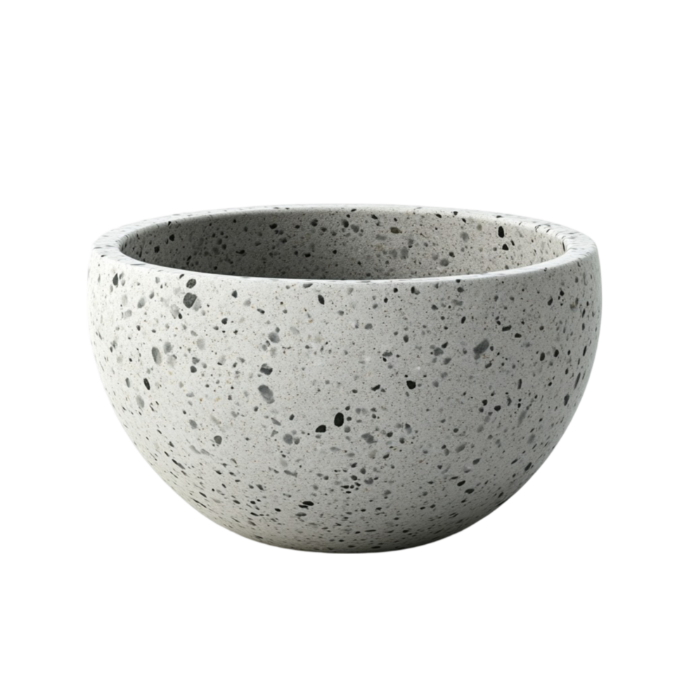 Textured Stone Bowl with Natural Speckled Pattern png