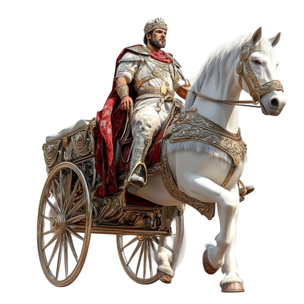 Roman Warrior on Horse-Drawn Chariot png