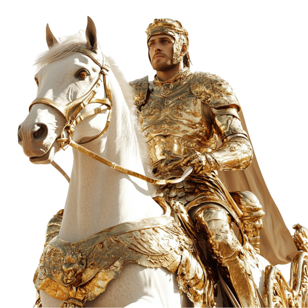 Royal Golden Knight Statue on a Horse png
