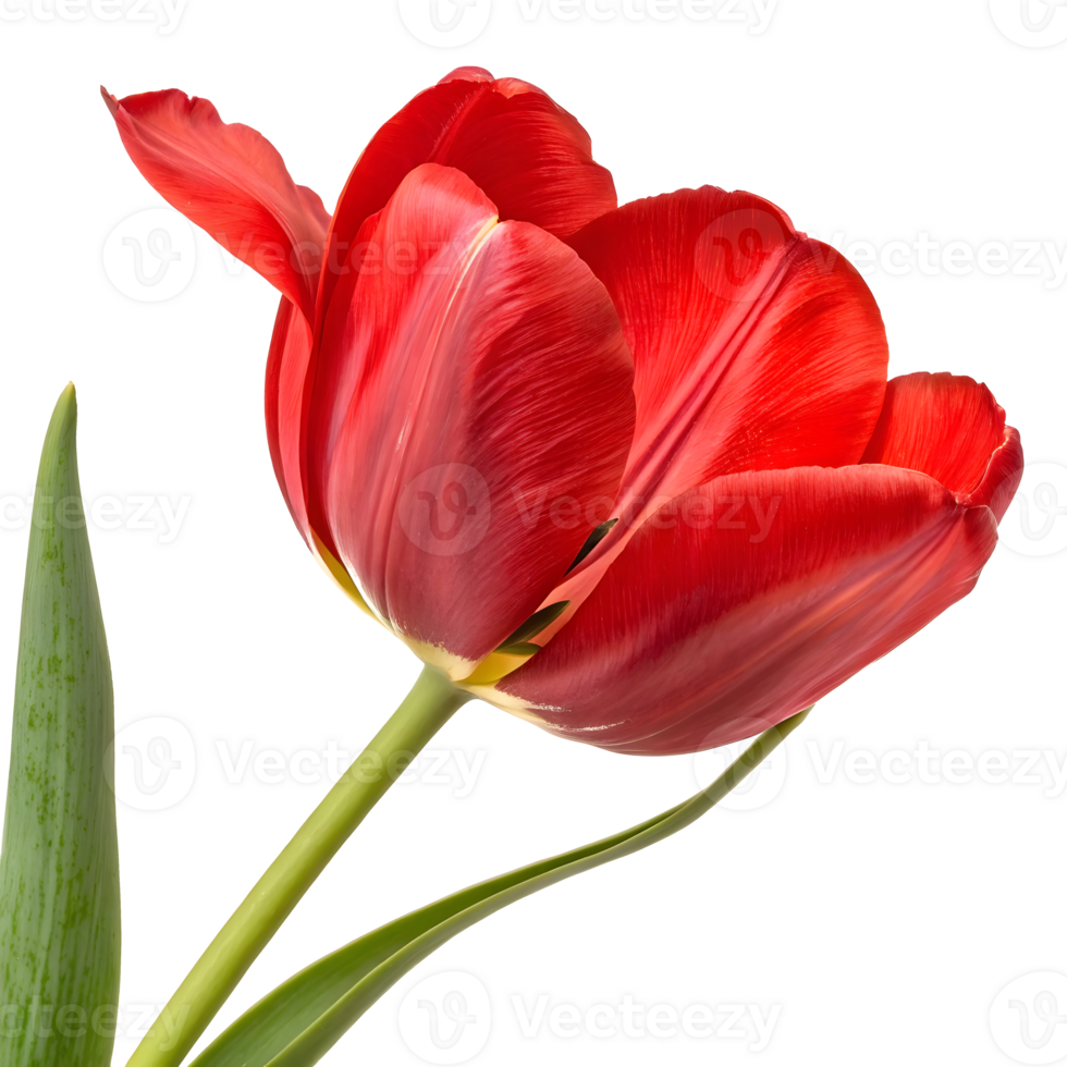 Vibrant red tulips bloom gracefully against a transparent background png