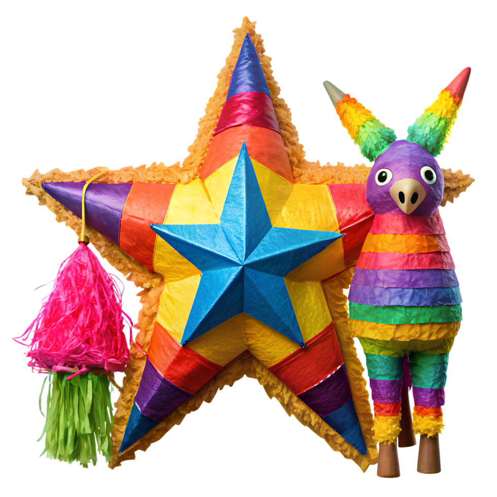 star and donkey, stand side-by-side, filled with anticipation for fun and celebration. png
