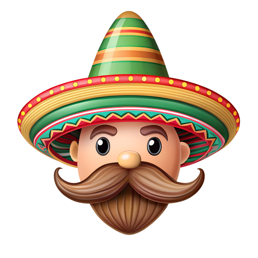 Smiling people wearing colorful Mexican sombreros in a fun and festive cartoon design png