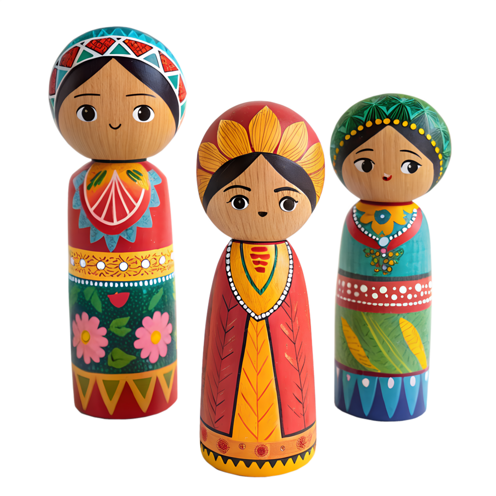 Colorful Russian nesting dolls in a row, showcasing traditional wooden craftsmanship and vibrant painted designs, representing family and culture png