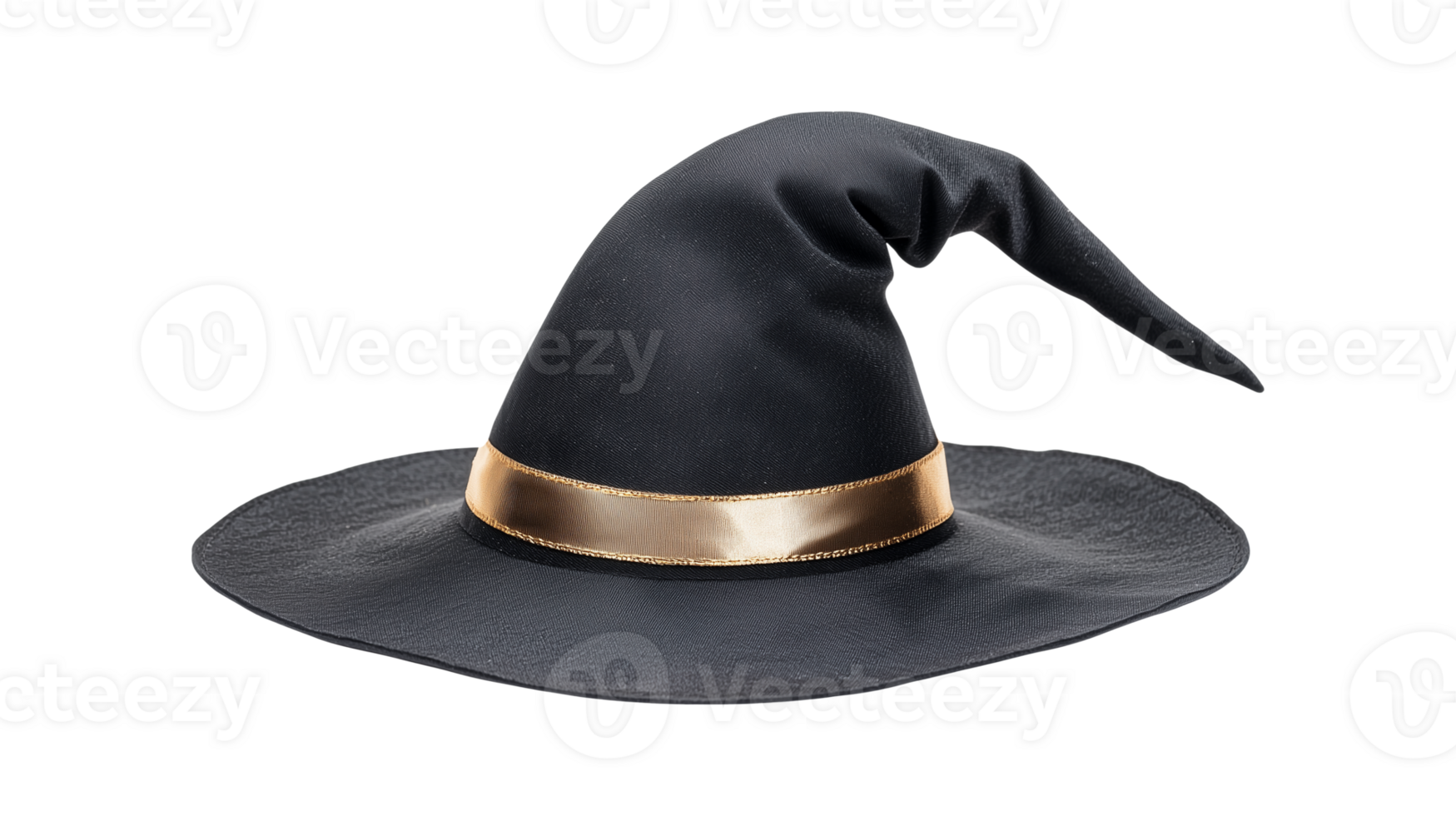 Black Witch Hat with Gold Ribbon png