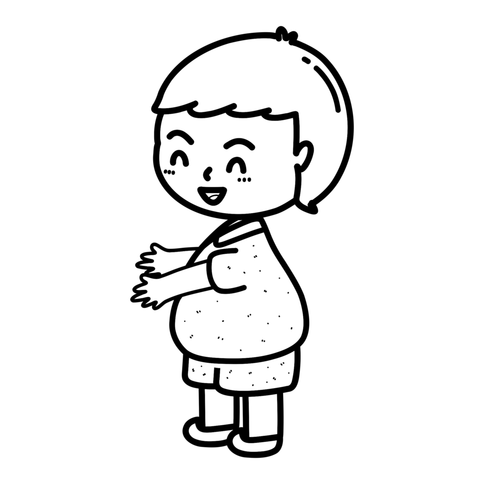 Cartoon outline illustration of a boy reaching out for a hug, concept of warm feelings, love illustration, mother's day concept coloring book illustration png