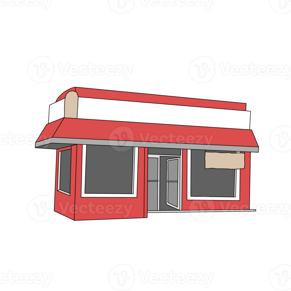 Cafe simple Store Front Illustration png