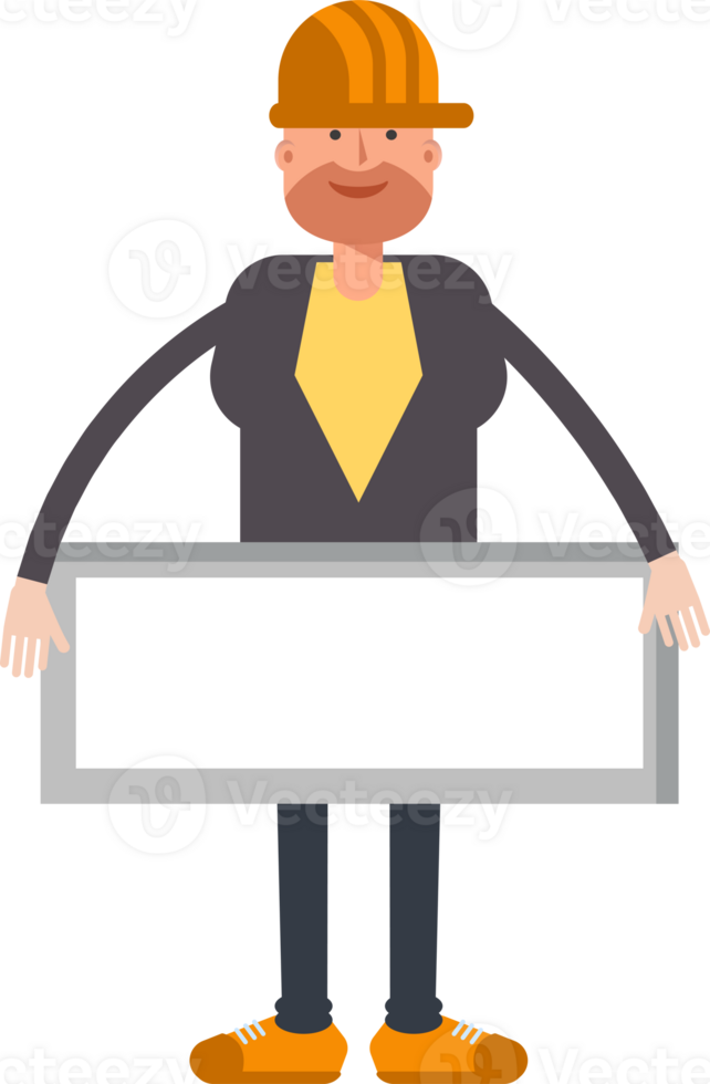 Engineer Character and Blank Signage png
