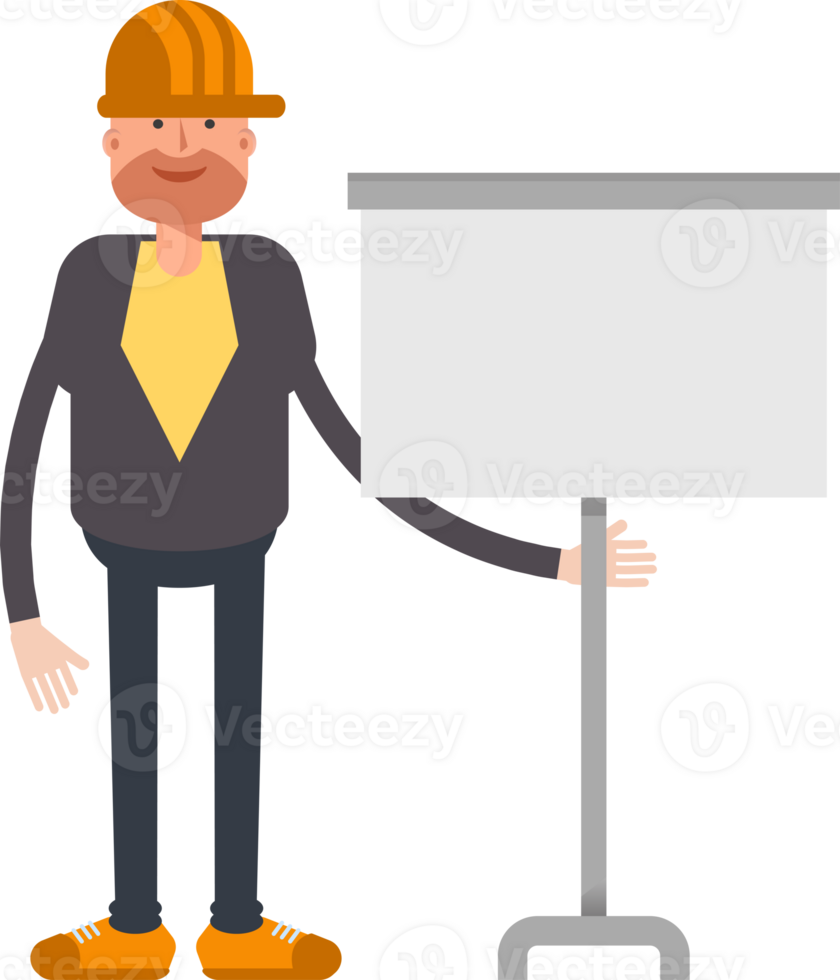 Engineer Character Presenting Whiteboard png