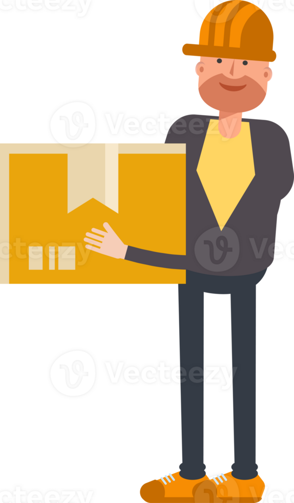 Engineer Character Holding Box png