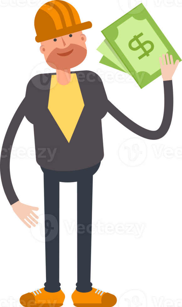Engineer Character Holding Dollar Banknotes png