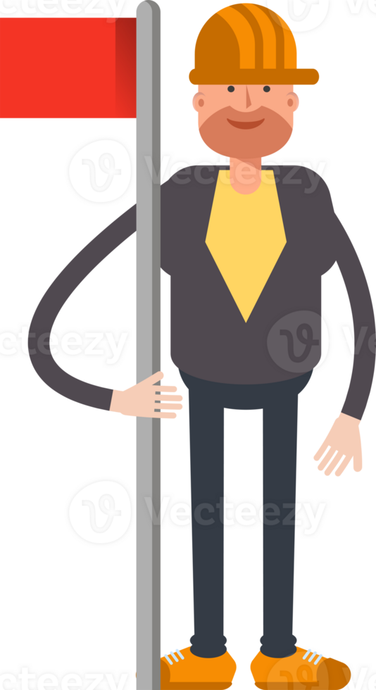 Engineer Character Holding Red Pole png