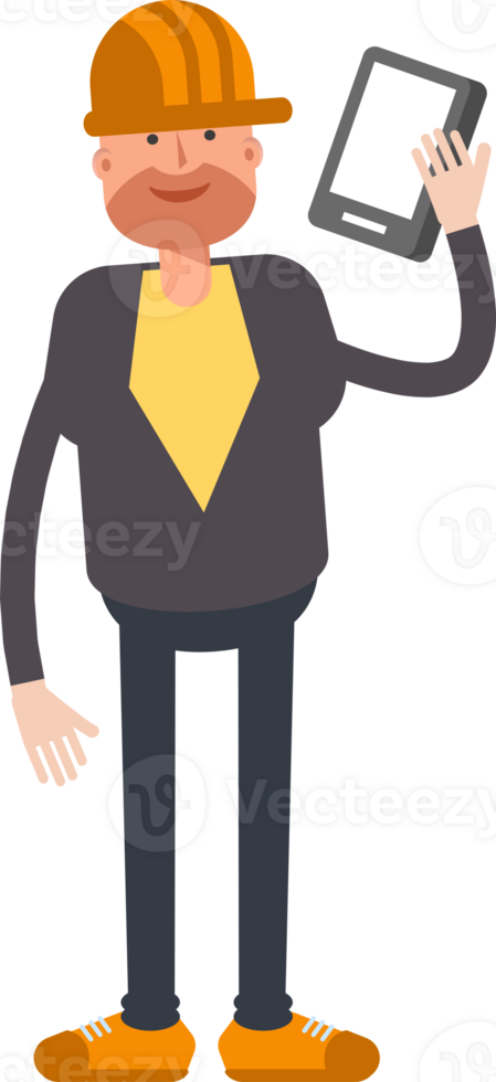 Engineer Character Talking on Smartphone png