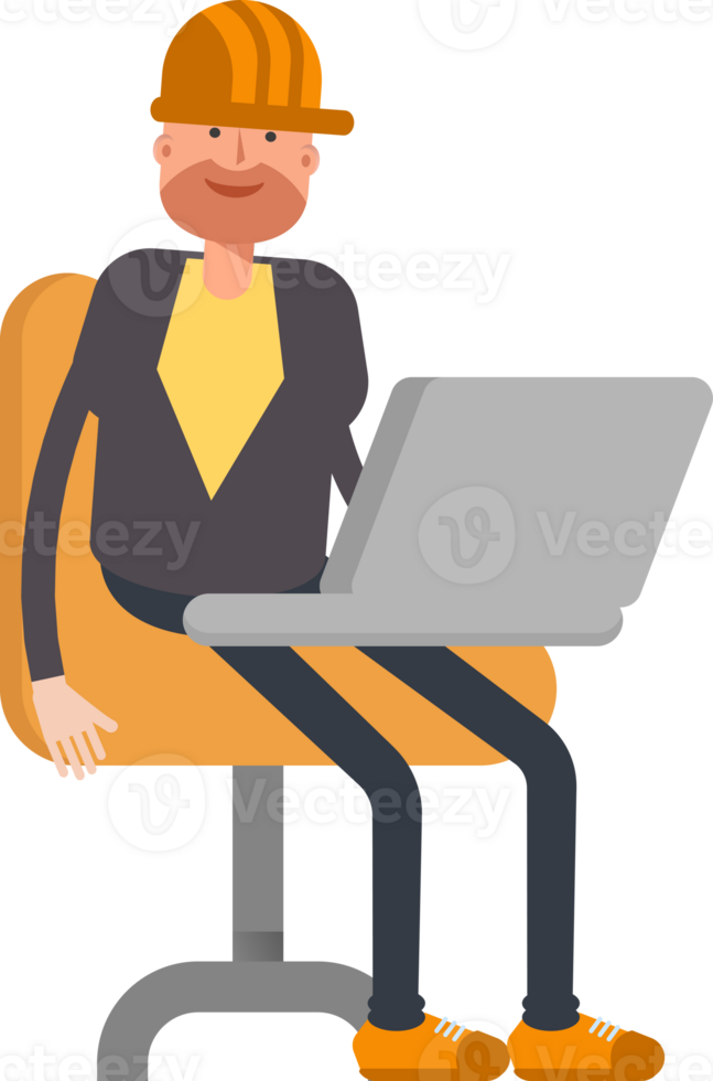 Engineer Character Working on Laptop png