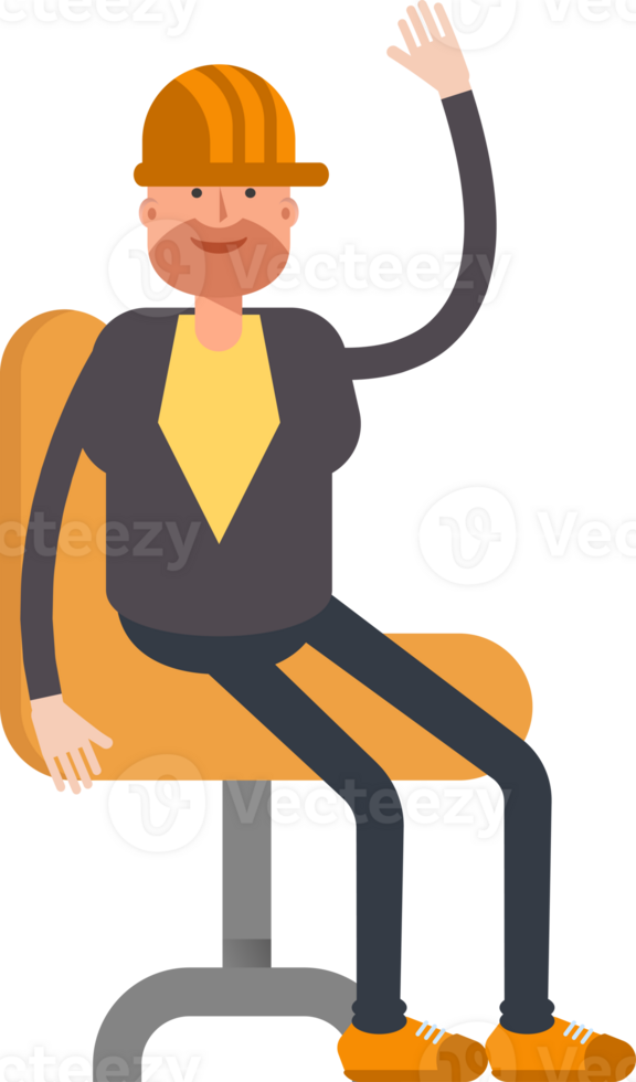 Engineer Character Sitting on Chair png