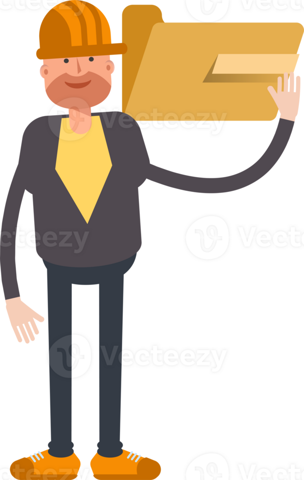 Engineer Character Holding Folder png