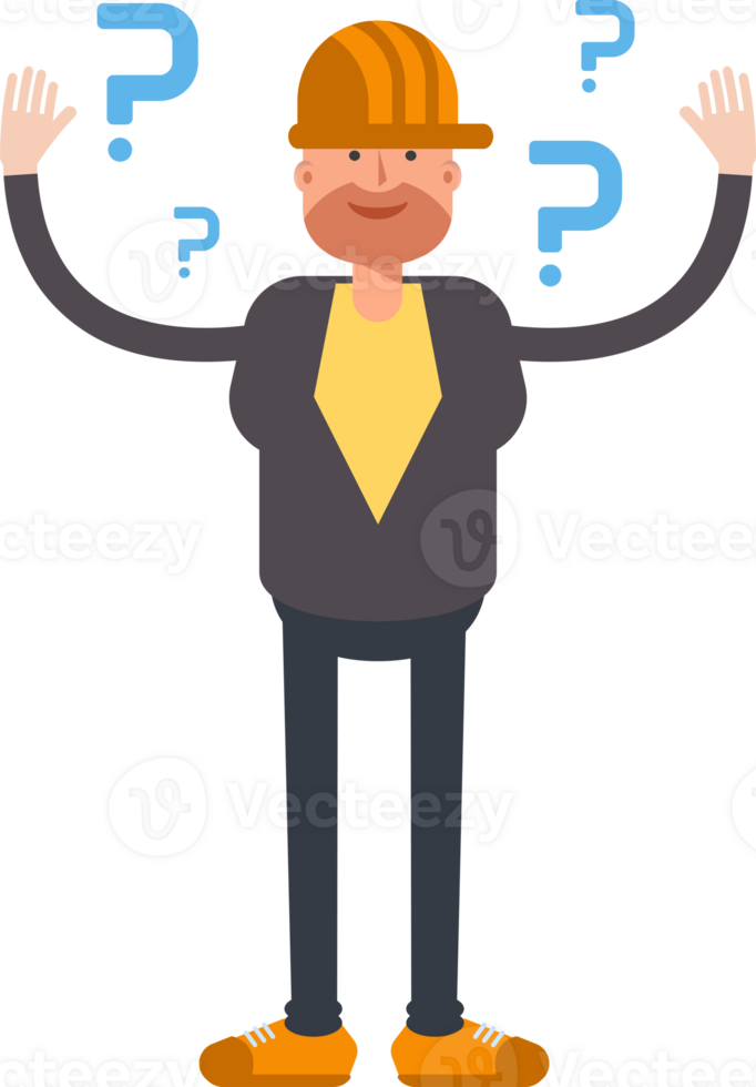 Engineer Character and Question Marks png