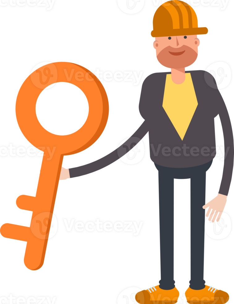Engineer Character Holding Key png