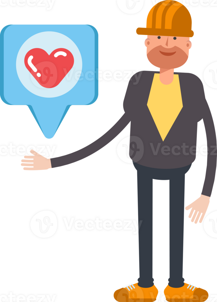 Engineer Character and Heart Message png