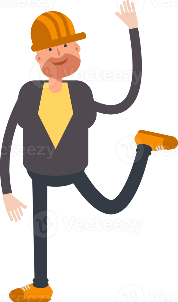 Engineer Character Rise Hand and Relaxing Illustration png