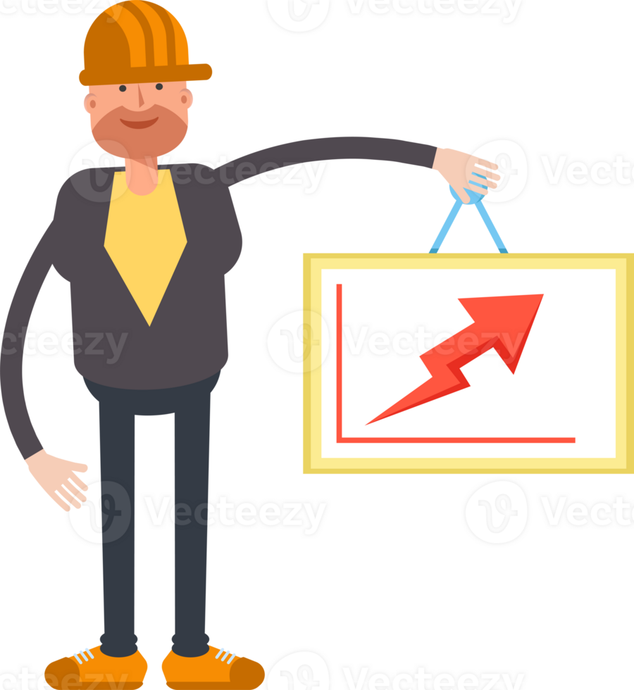 Engineer Character Holding Arrow Chart png
