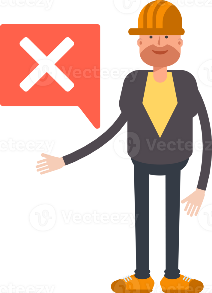 Engineer Character and Wrong Mark png