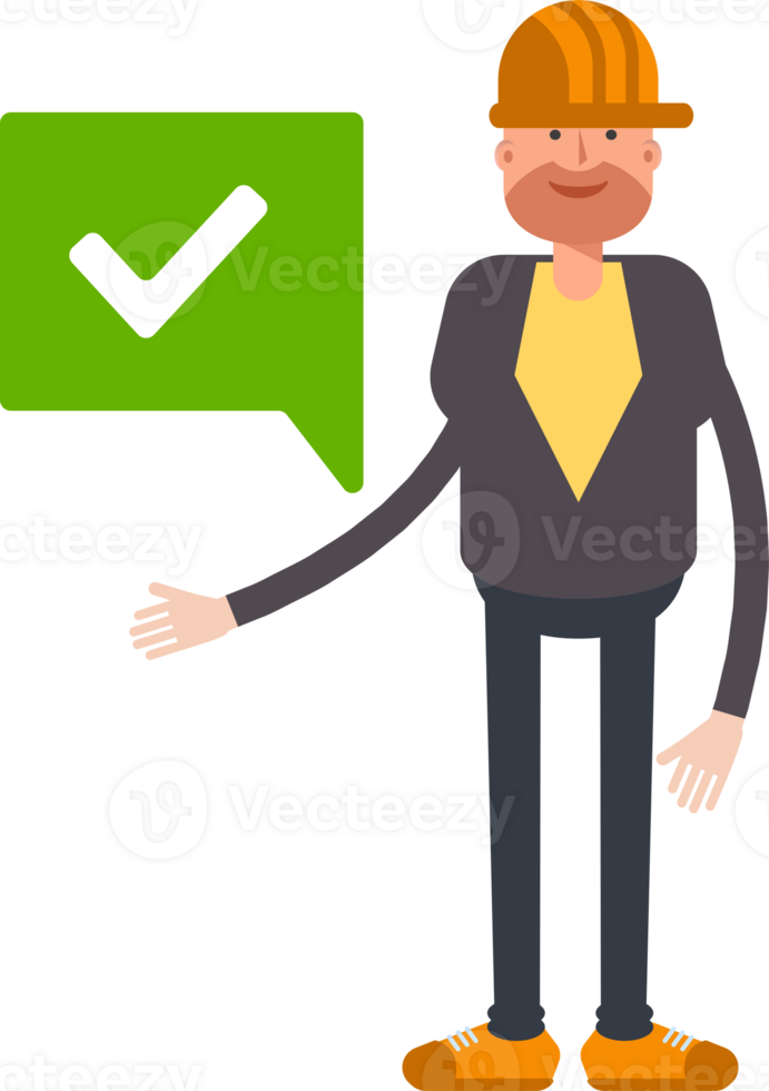 Engineer Character and Check Mark png