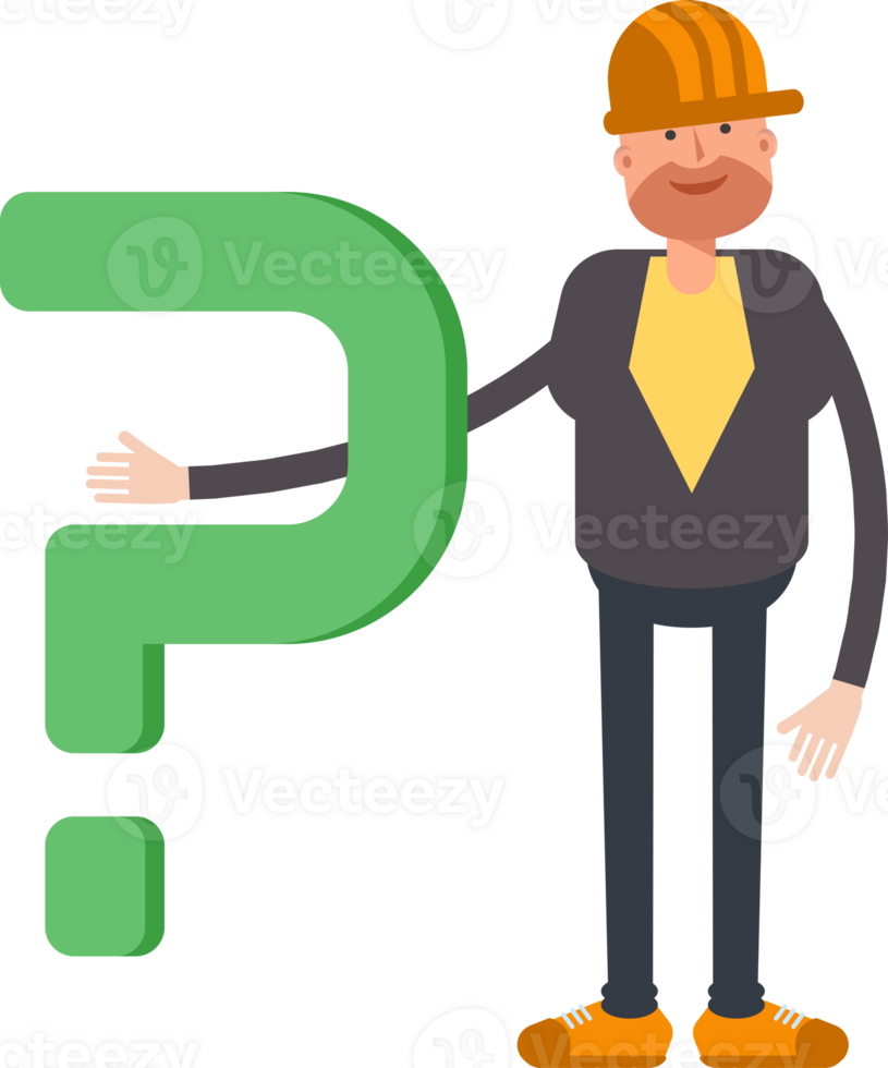 Engineer Character and Question Mark png