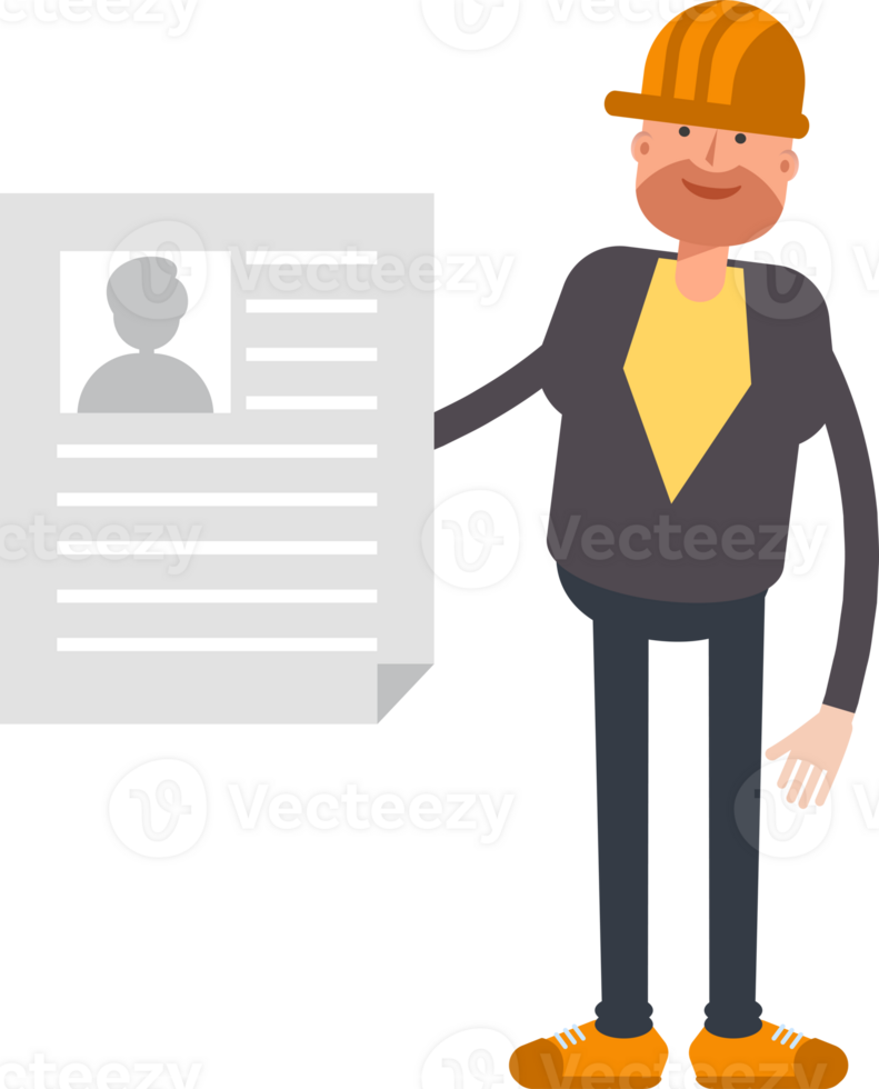Engineer Character Holding Job Application Document png