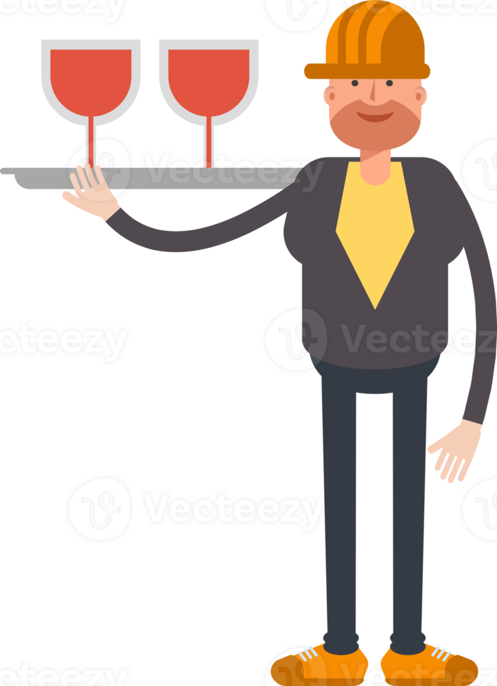 Engineer Character Serving Wine Illustration png