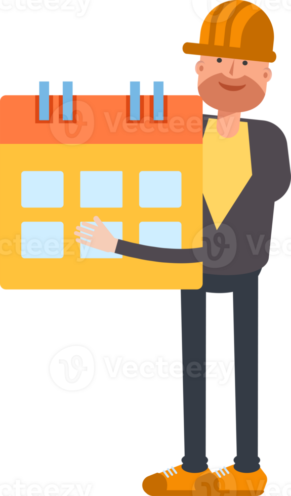 Engineer Character Holding Calendar png
