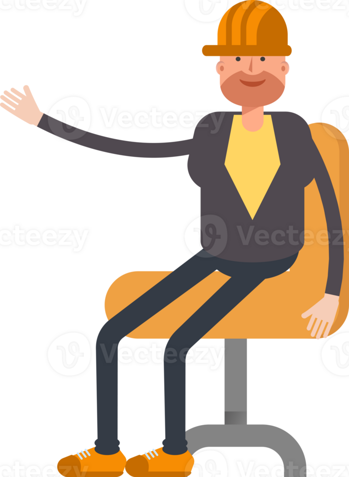 Engineer Character Sitting on Office Chair png