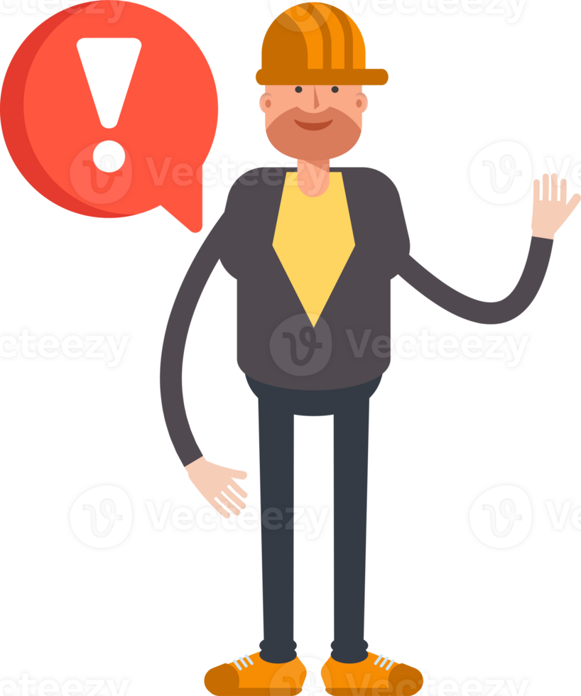 Engineer Character and Error Sign png