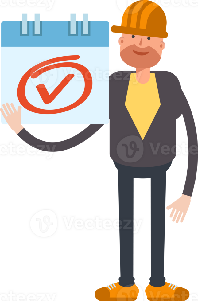 Engineer Character and Check Mark Sign png