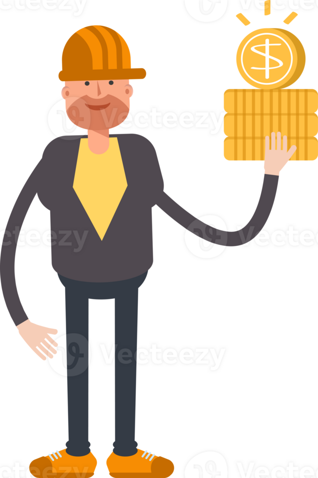 Engineer Character Holding Dollar Coins png