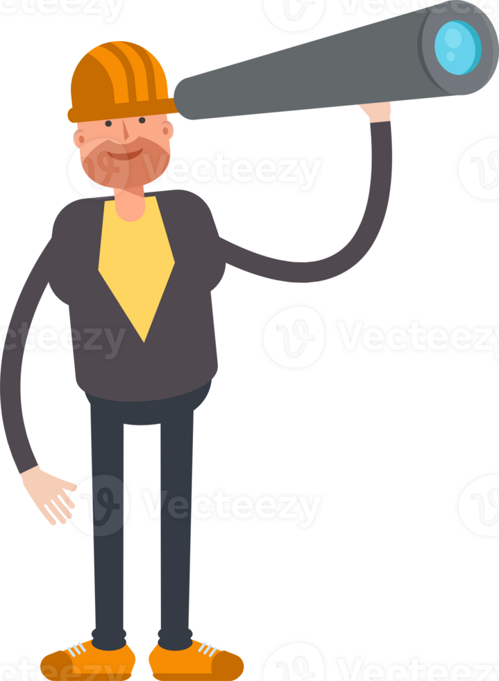Engineer Character Using Binoculars png