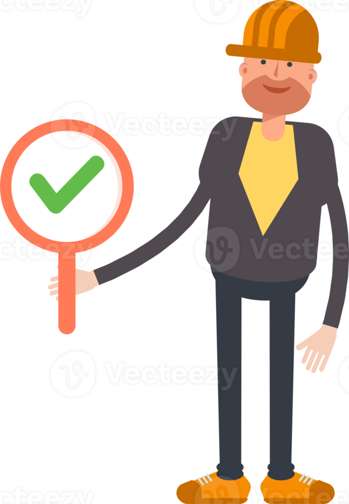Engineer Character Showing Check Mark png