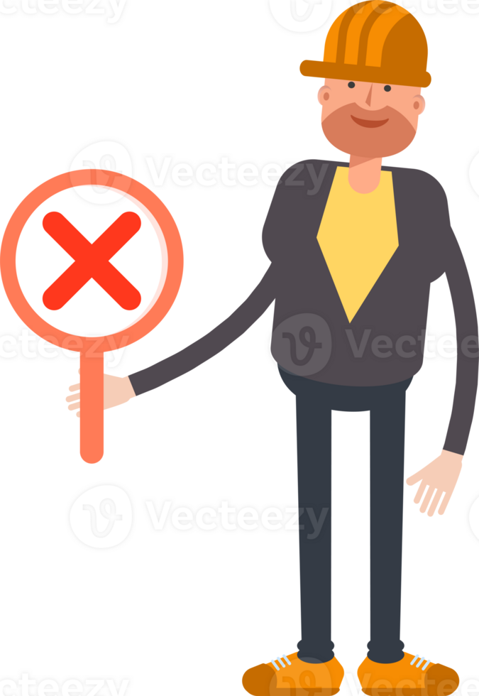 Engineer Character Showing Wrong Mark png