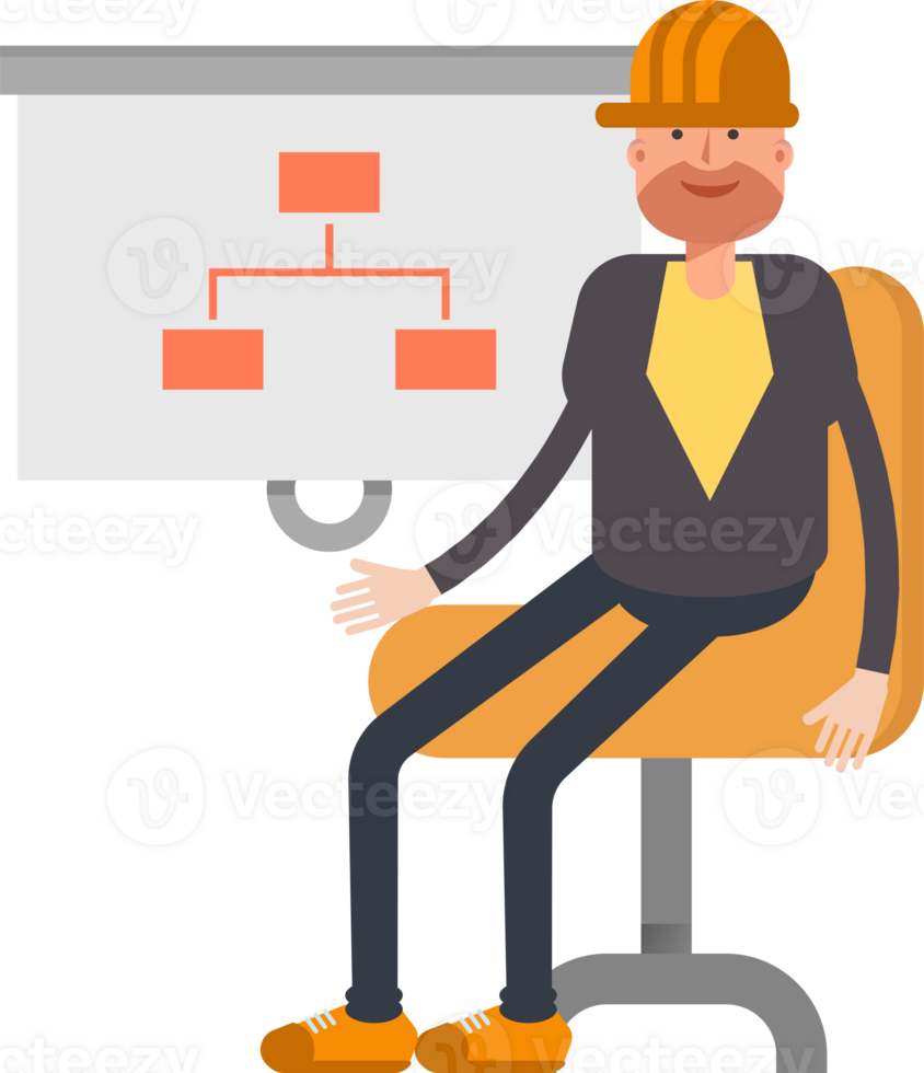 Engineer Character Presenting Organization Chart png