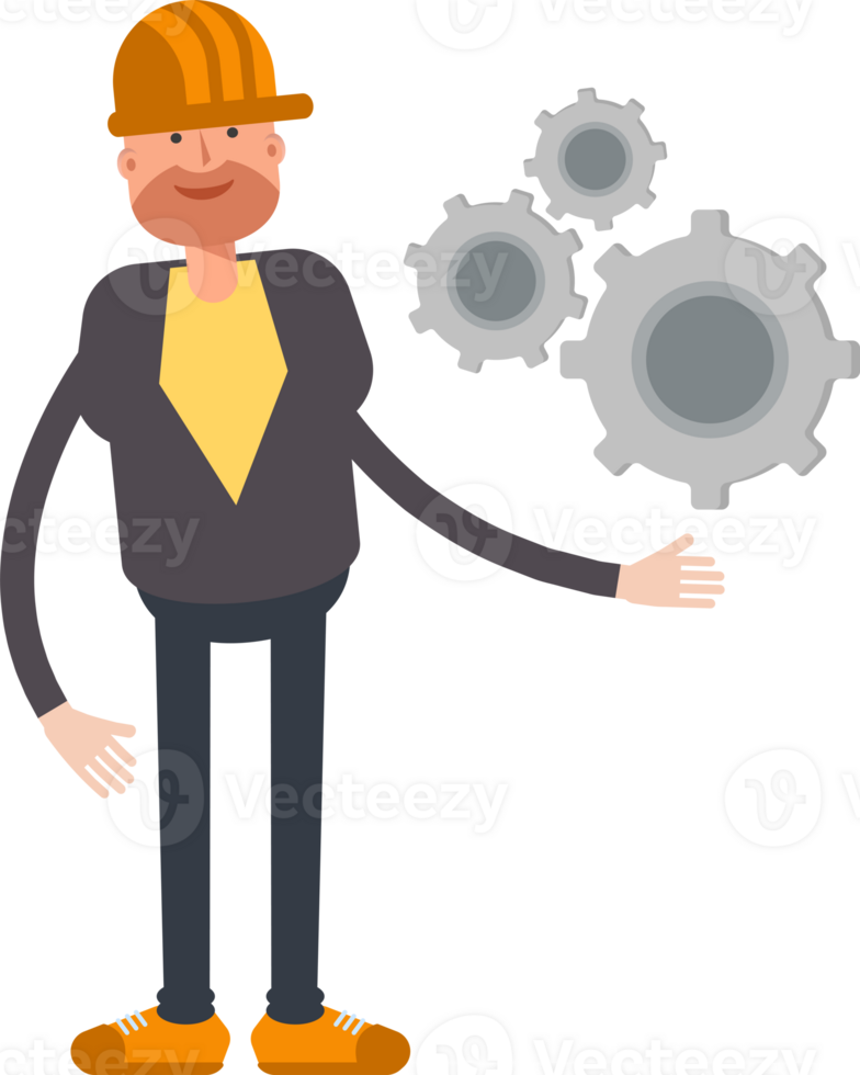 Engineer Character Holding Gears png