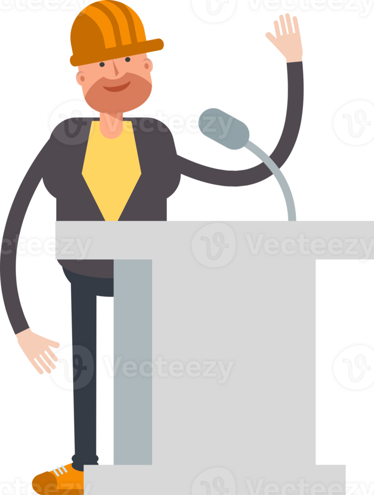 Engineer Character Speaking on Podium png