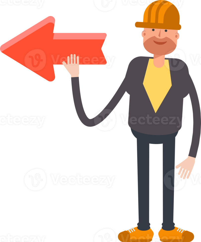 Engineer Character and Arrow Sign png