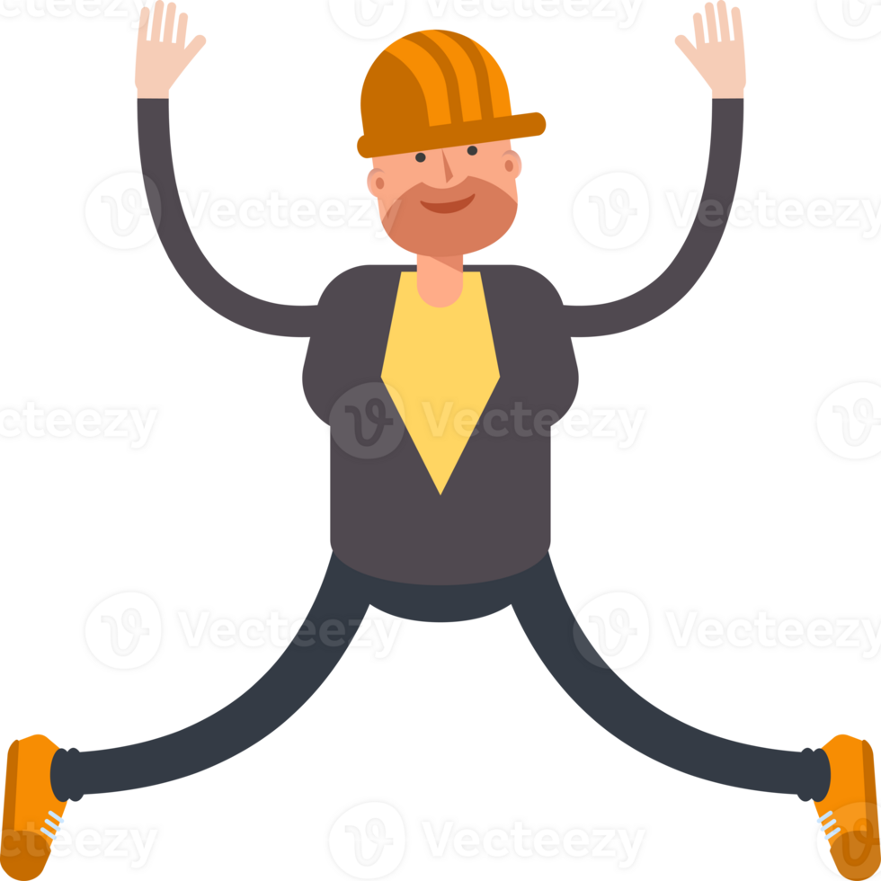 Engineer Character Relaxing and Jumping Illustration png