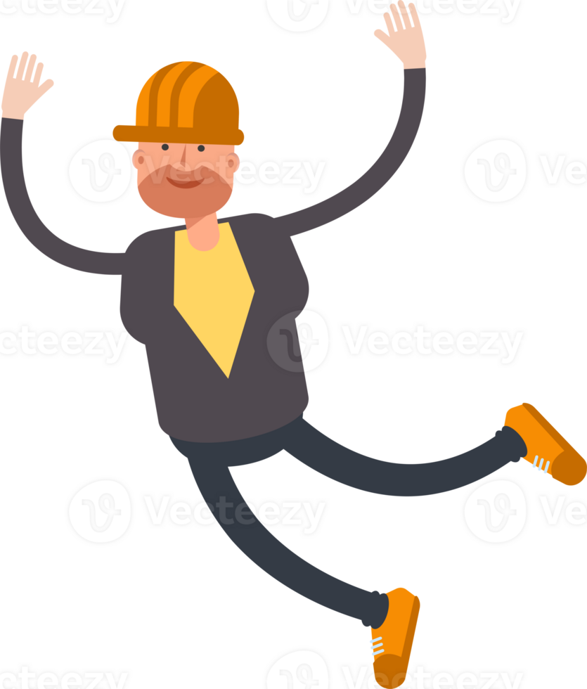 Engineer Character Relaxing and Jumping png