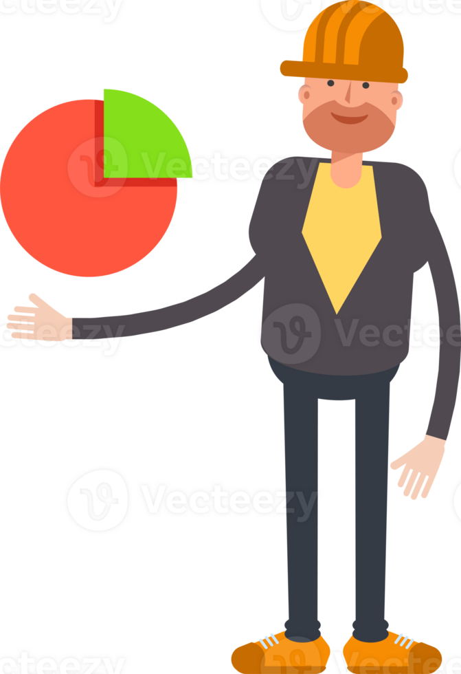Engineer Character Holding Pie Chart png