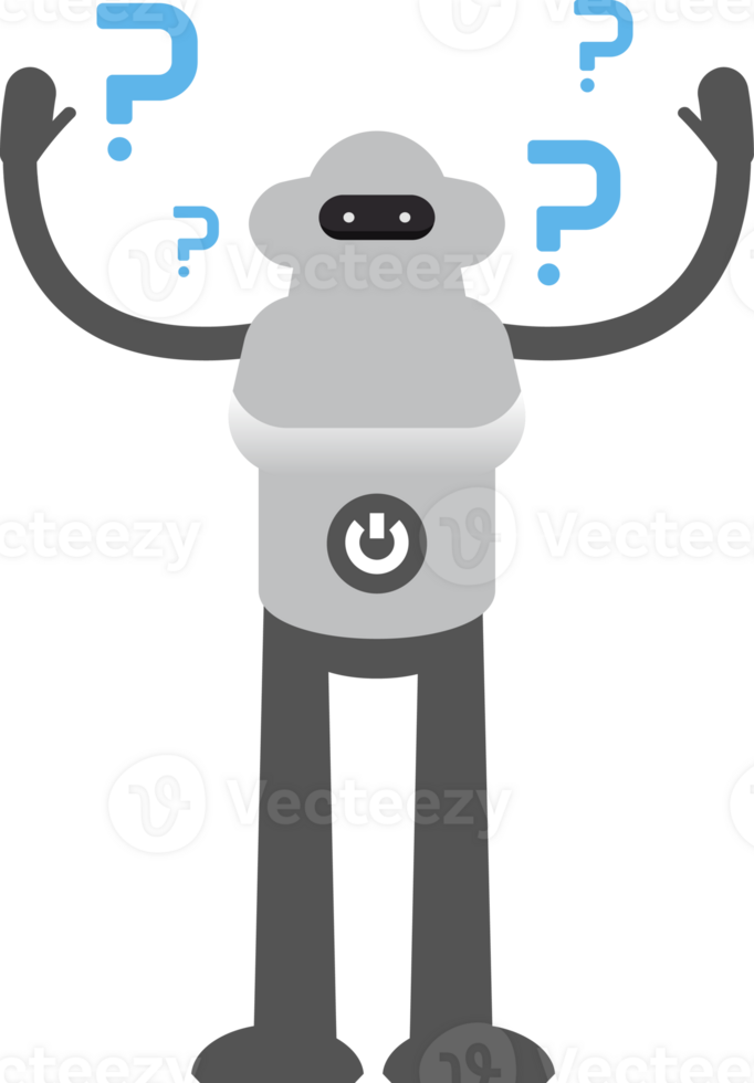Robot Character and Question Marks Illustration png