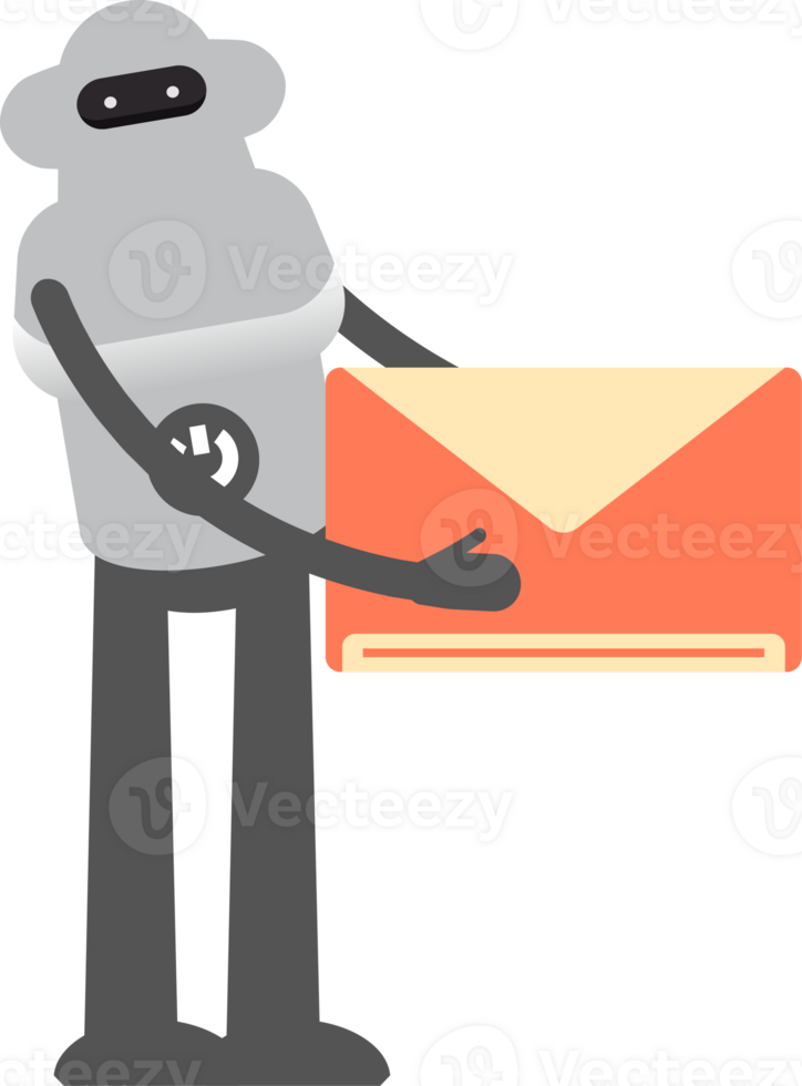 Robot Character Holding Mail Illustration png