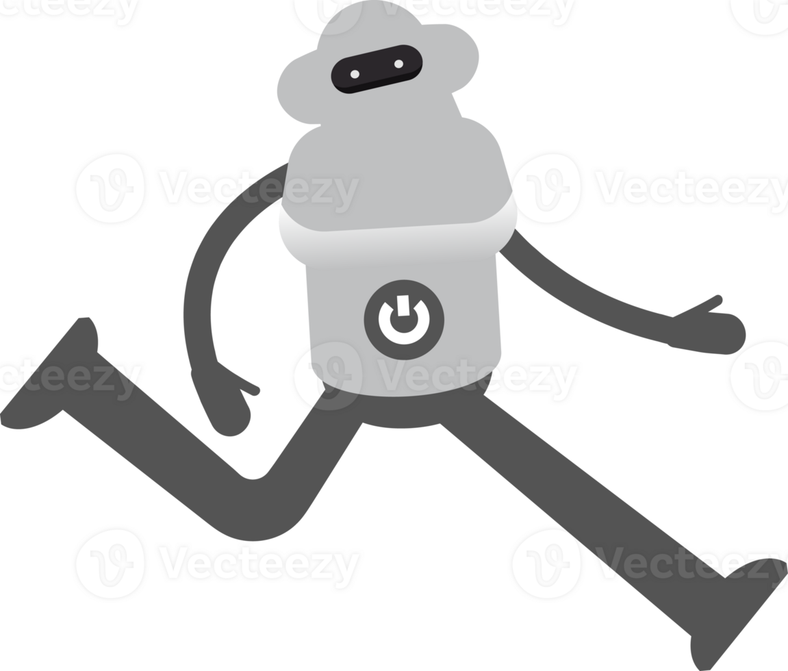White Robot Character Walking Illustration png