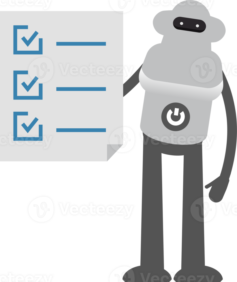 Robot Character and Check List Document Illustration png