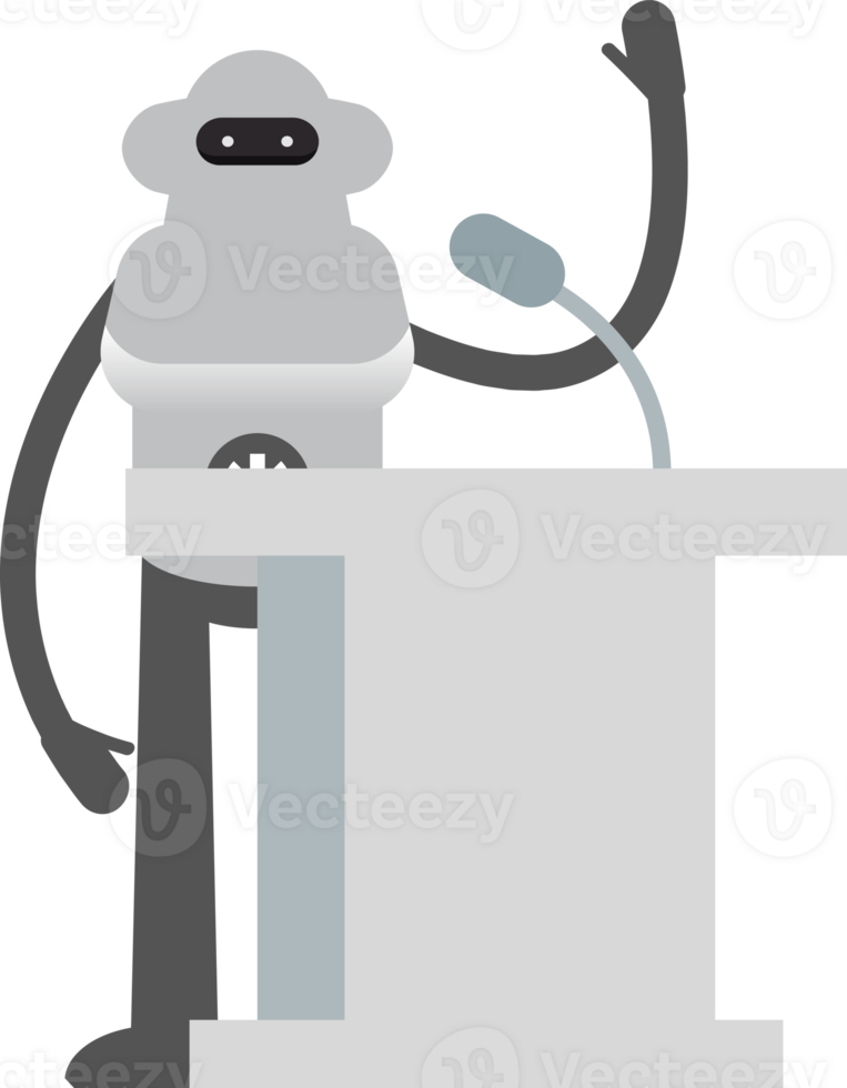 Robot Character Speaking on Podium Illustration png